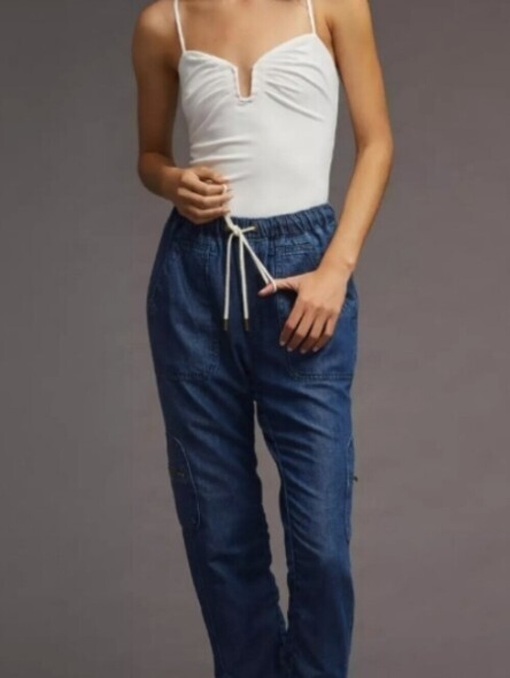 Pilcro by Anthropologie Drawstring Cottage Utility Denim Jeans - Size - Medium